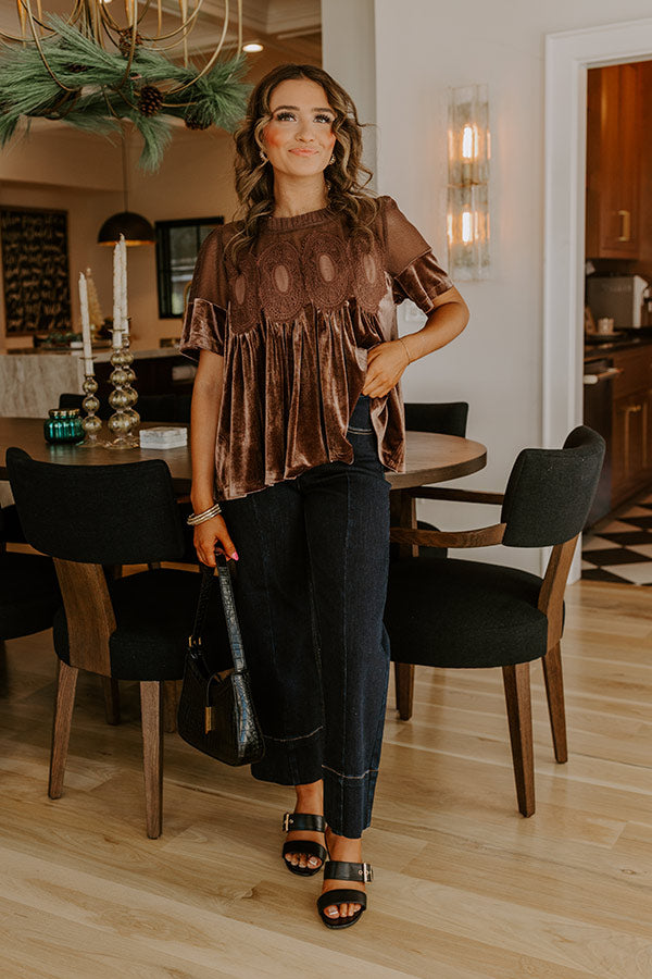 Delicate Daze Velvet Top in Chocolate Image - 3