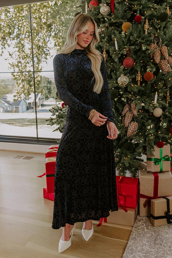 Moonlit Dance Velvet Burnout Midi Dress Image - 3