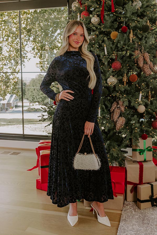 Moonlit Dance Velvet Burnout Midi Dress Image - 1