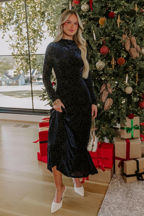 Moonlit Dance Velvet Burnout Midi Dress Image - 2