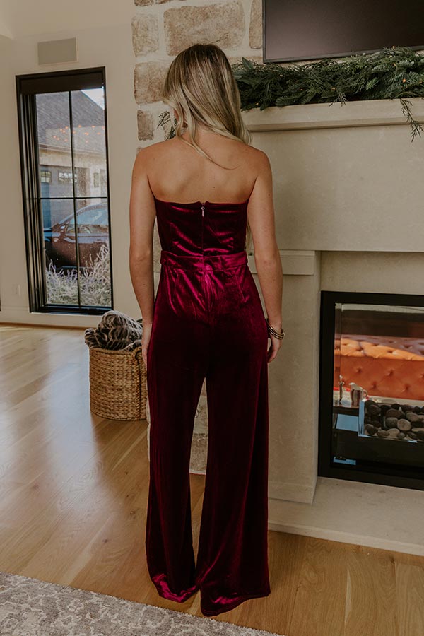 Champagne Toast Velvet Wide Leg Jumpsuit Image - 5