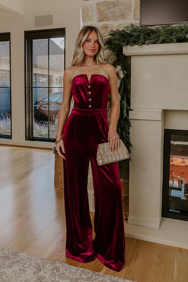 Champagne Toast Velvet Wide Leg Jumpsuit Image - 1