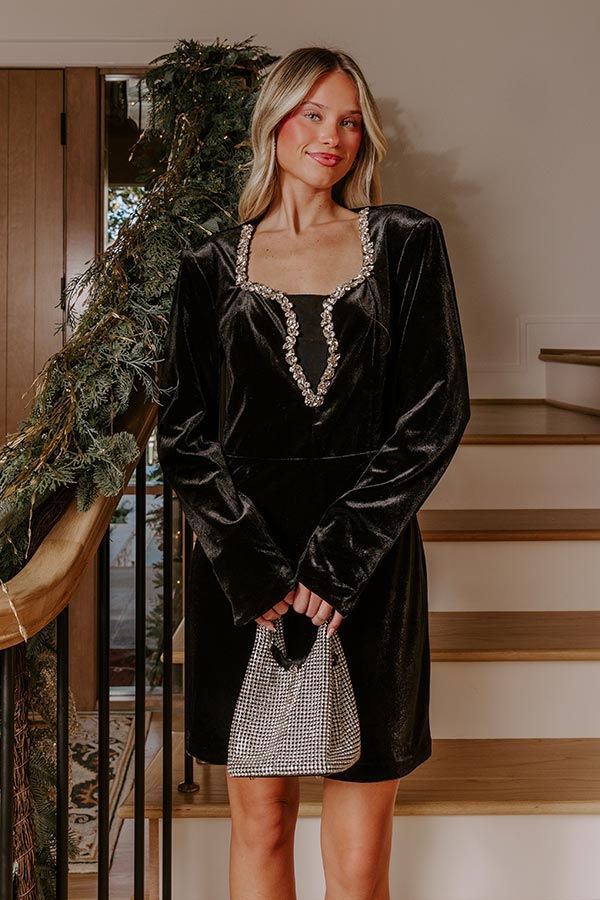 Cheers To Chic Jewel Embellished Velvet Mini Dress Image - 3