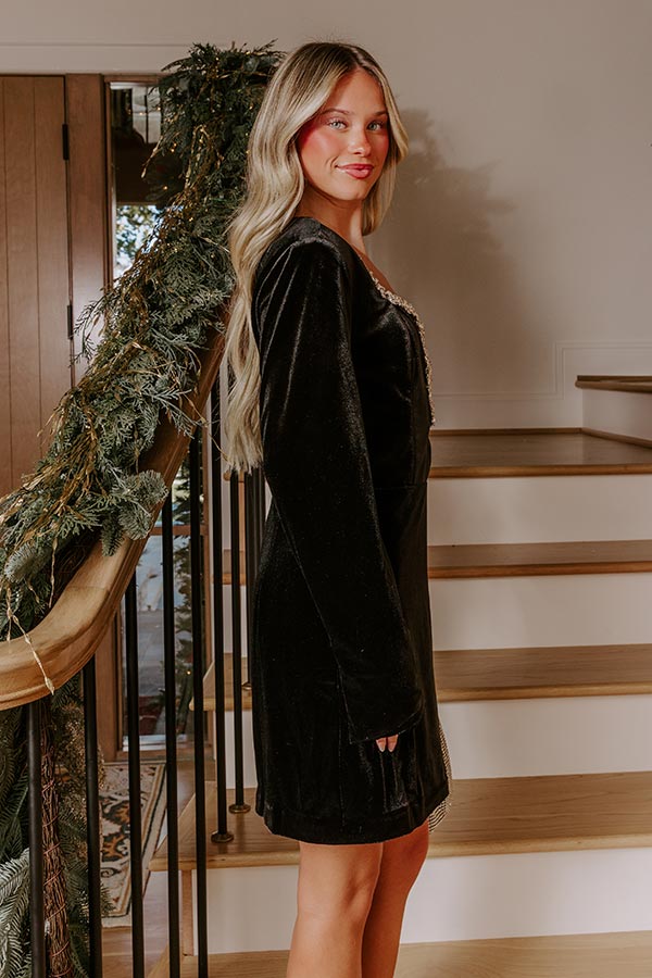 Cheers To Chic Jewel Embellished Velvet Mini Dress Image - 5