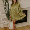 Toast To Fabulous Satin Pleated Mini Dress in Chartreuse Image - 1