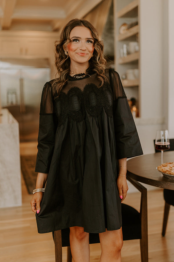 Chic Agenda Lace Applique Mini Dress in Black Image - 3