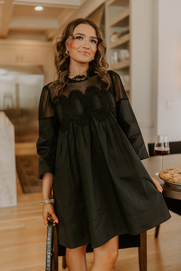 Chic Agenda Lace Applique Mini Dress in Black Image - 1