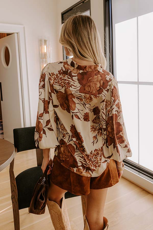 City Muse Floral Satin Button Up Top Image - 5