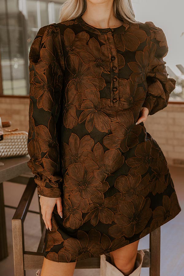 Timeless Treasures Floral Jacquard Mini Dress in Chocolate Image - 4