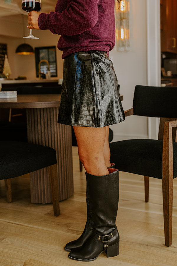 The Jessica Faux Leather Mini Skirt in Black Image - 5