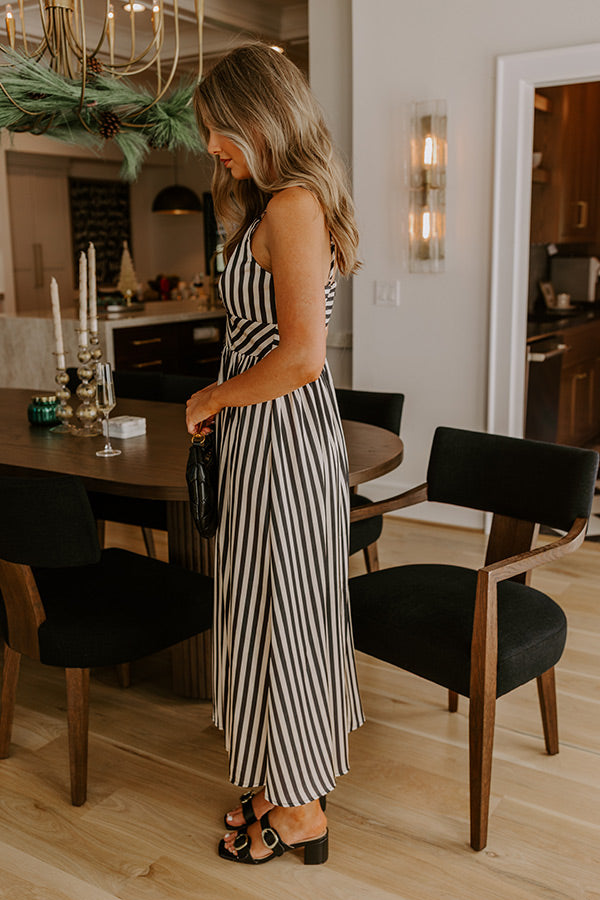 Forever in Style Stripe Satin Midi Dress Image - 4