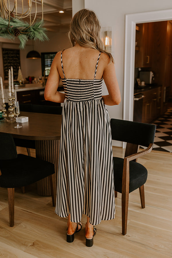 Forever in Style Stripe Satin Midi Dress Image - 5