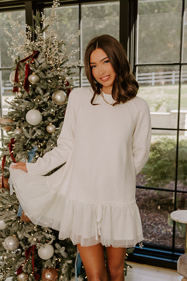 Upper East Chic Knit Sweater Mini Dress in Cream Image - 1