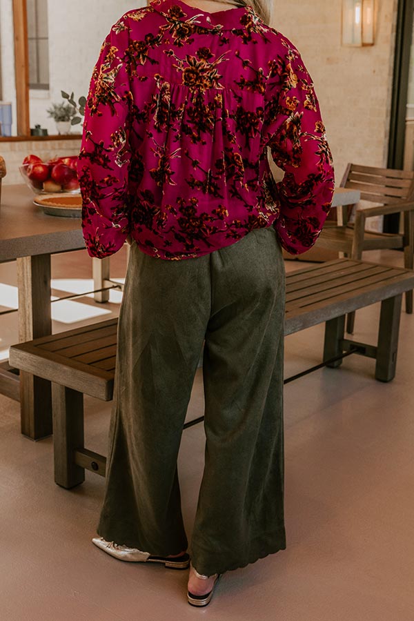 The Karissa High Waist Faux Suede Pants in Olive Image - 5