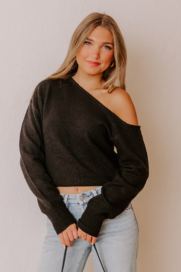 Comfy and Chic Asymmetrical Sweater Top in Black Image - 2