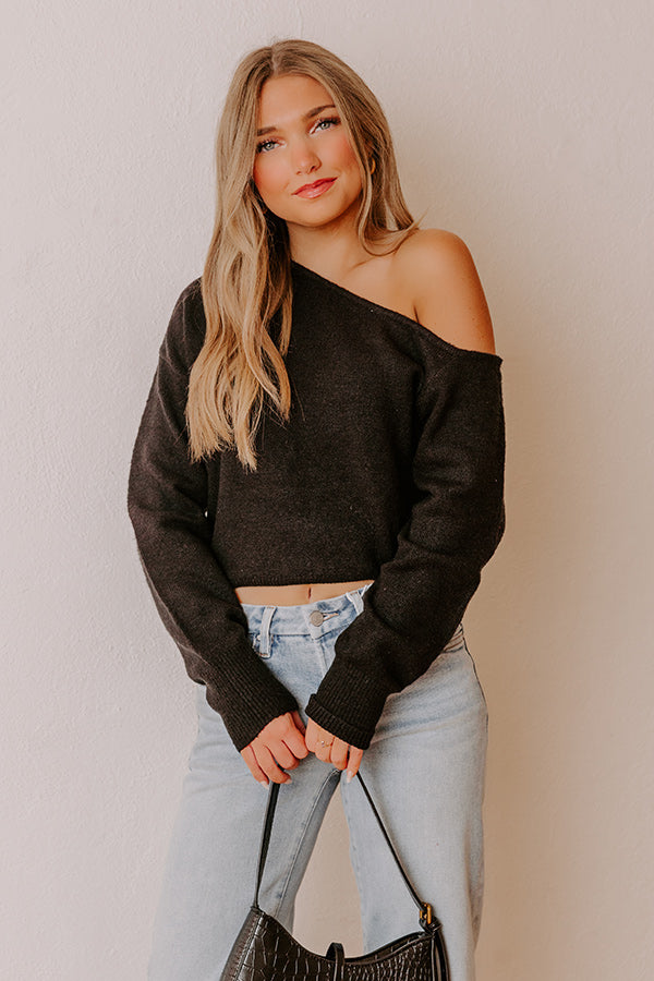 Comfy and Chic Asymmetrical Sweater Top in Black Image - 1