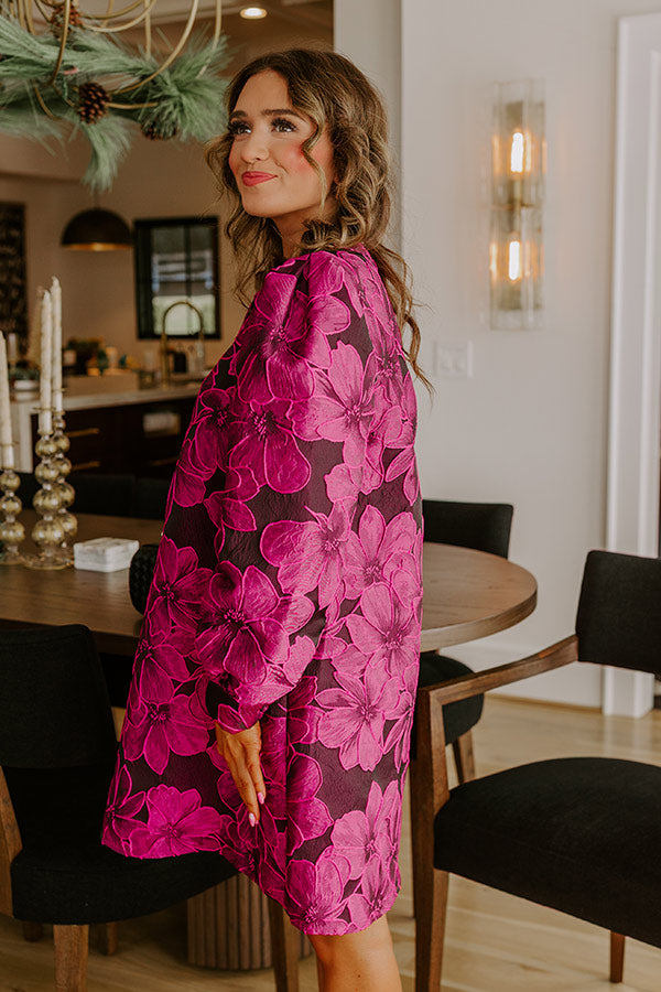 Timeless Treasures Floral Jacquard Mini Dress in Fuchsia Image - 4