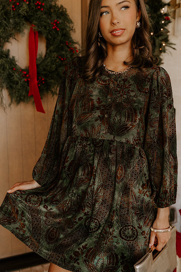 Autumn Rendezvous Floral Velvet Burnout Mini Dress Image - 3