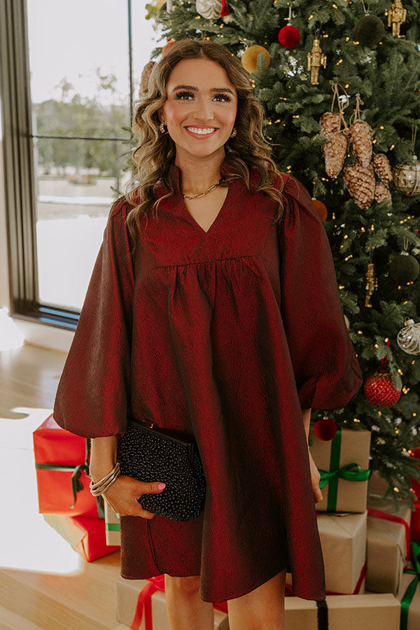 Uptown Radiance Babydoll Mini Dress in Merlot Image - 2