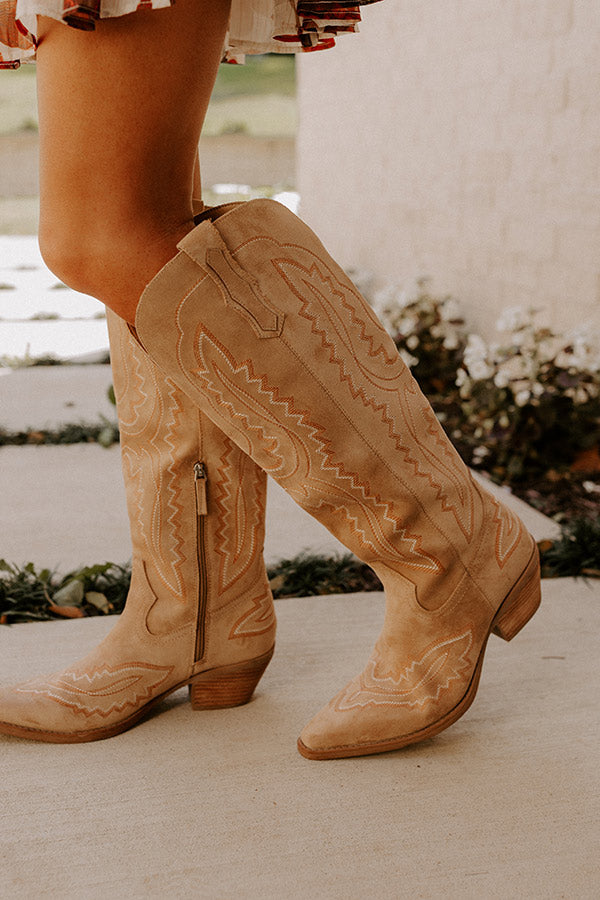 The Tess Faux Suede Cowboy Boot in Iced Latte Image - 3