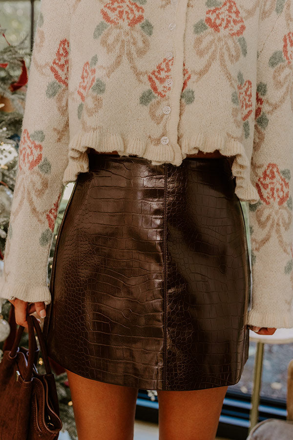 The Jessica Faux Leather Mini Skirt in Dark Chocolate Image - 4