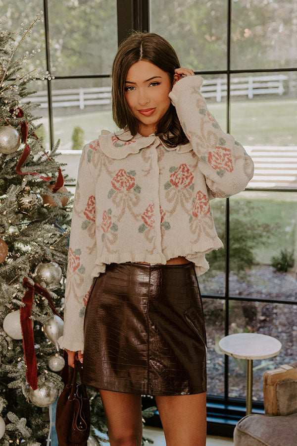 The Jessica Faux Leather Mini Skirt in Dark Chocolate Image - 2