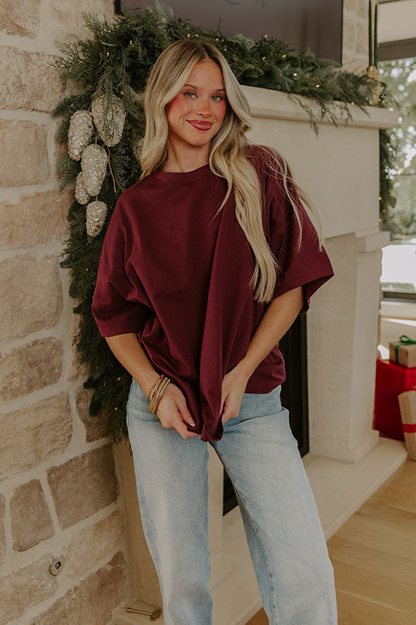 Ever So Effortless Oversized Tee in Windsor Wine Image - 3