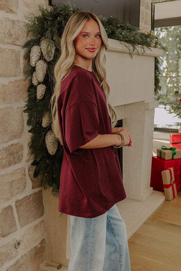 Ever So Effortless Oversized Tee in Windsor Wine Image - 4