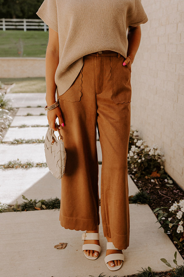 The Karissa High Waist Faux Suede Pants in Camel Image - 1