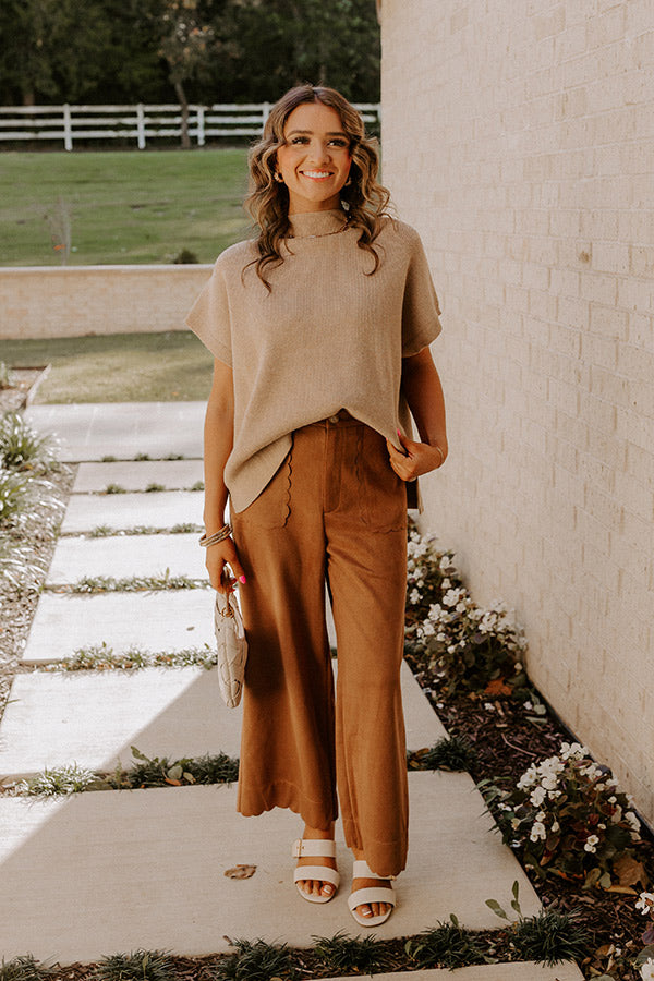 The Karissa High Waist Faux Suede Pants in Camel Image - 2