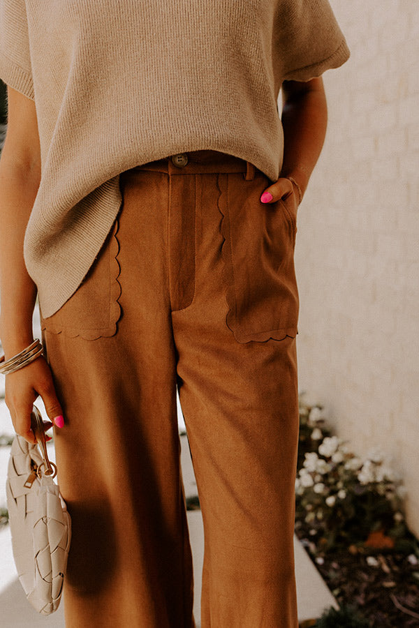 The Karissa High Waist Faux Suede Pants in Camel Image - 3
