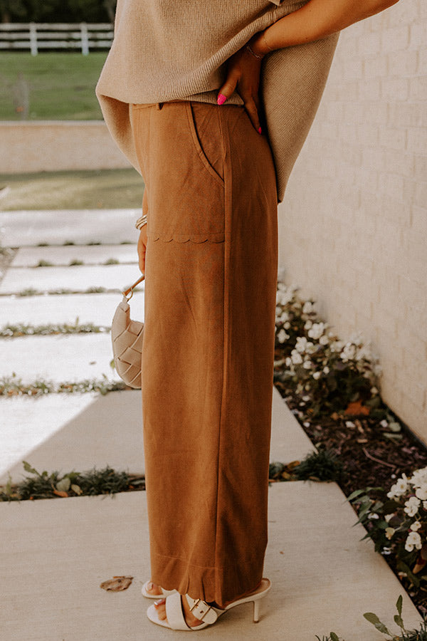 The Karissa High Waist Faux Suede Pants in Camel Image - 4