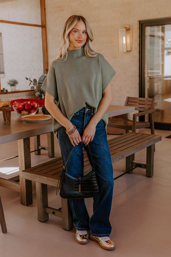 Fall Agenda Knit Sweater Top in Sage Image - 2