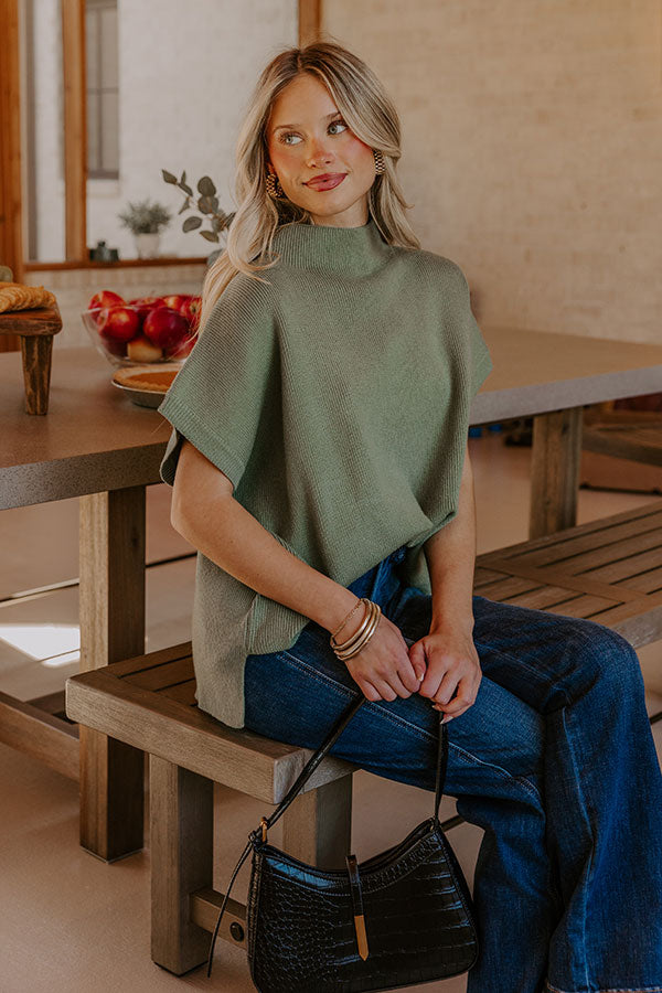 Fall Agenda Knit Sweater Top in Sage Image - 1