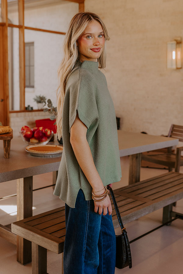 Fall Agenda Knit Sweater Top in Sage Image - 5