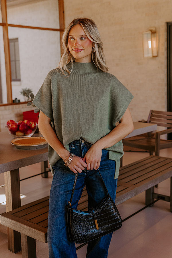 Fall Agenda Knit Sweater Top in Sage Image - 3