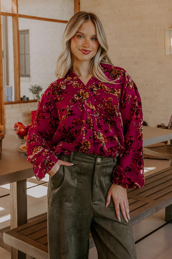The Velvet Secret Floral Button Up Top Image - 3