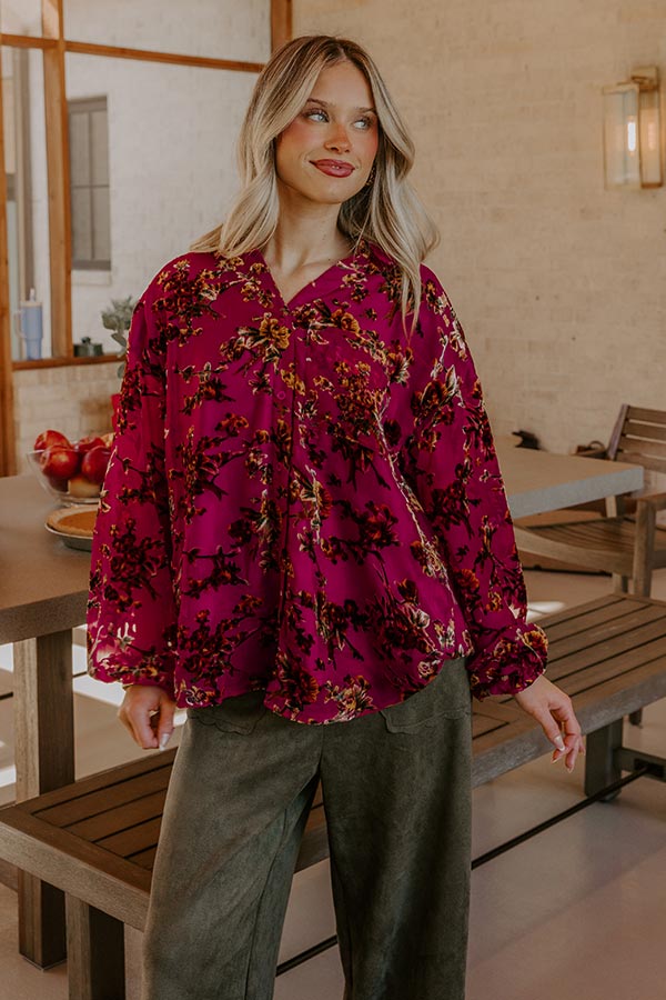 The Velvet Secret Floral Button Up Top Image - 4
