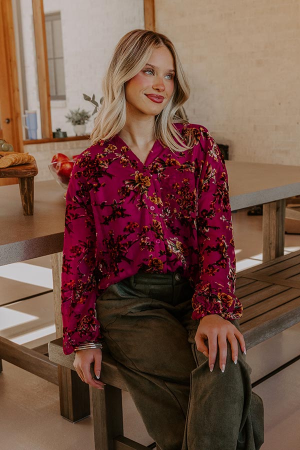 The Velvet Secret Floral Button Up Top Image - 1