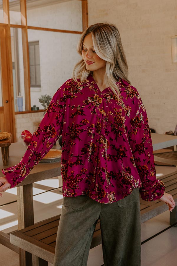 The Velvet Secret Floral Button Up Top Image - 2