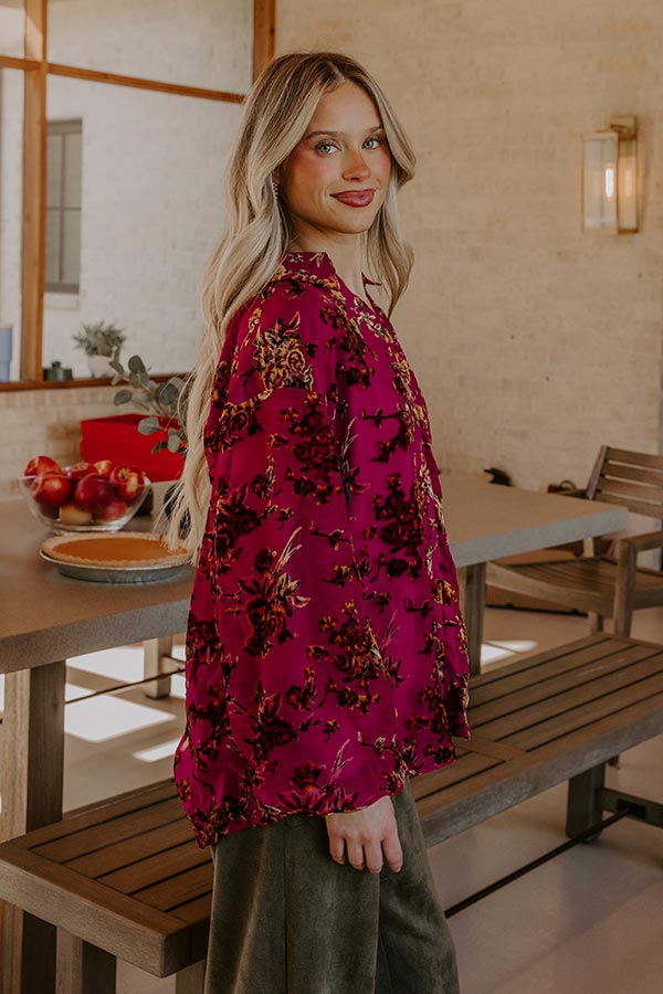 The Velvet Secret Floral Button Up Top Image - 5