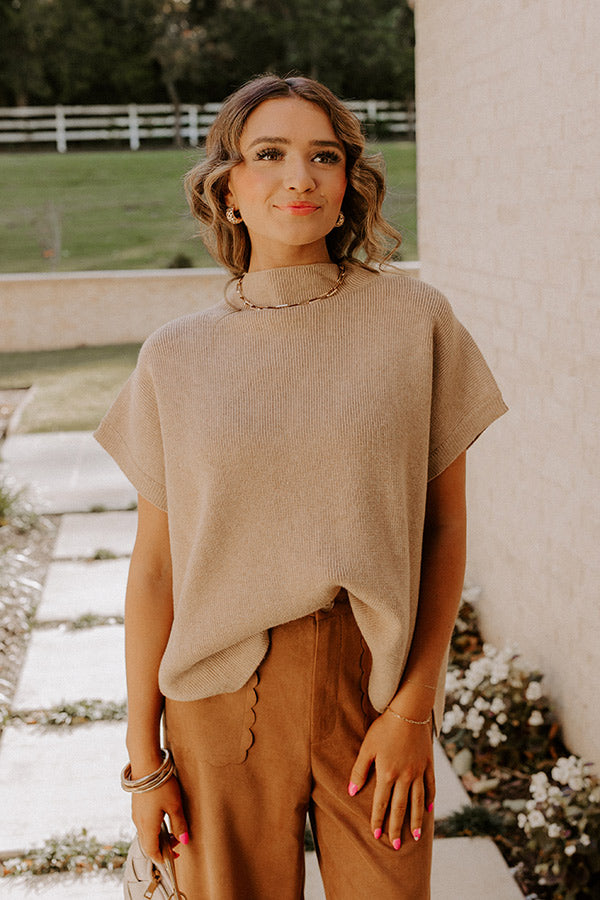 Fall Agenda Knit Sweater Top in Iced Latte Image - 2