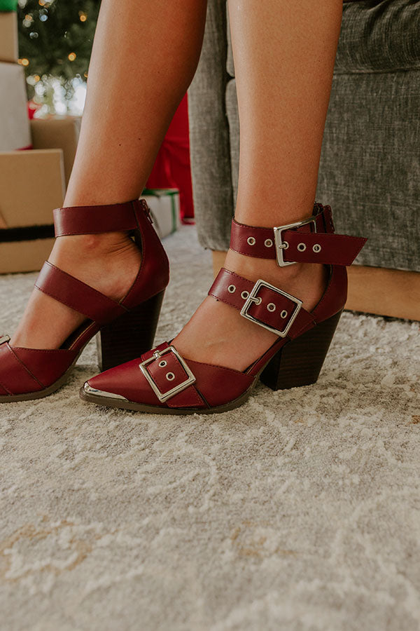 The Charlotte Faux Leather Heel in Merlot Image - 2