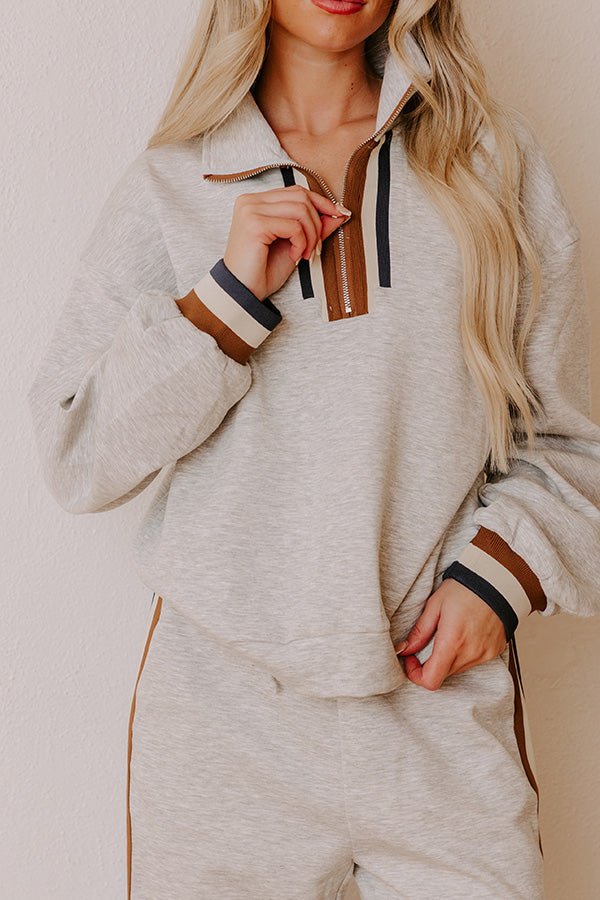 Central Park Chic Quarter Zip Sweatshirt in Grey Image - 5