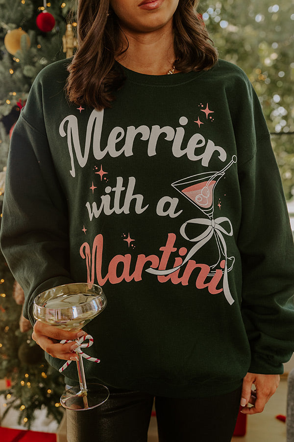Merrier With A Martini Graphic Fleece Sweatshirt Image - 2