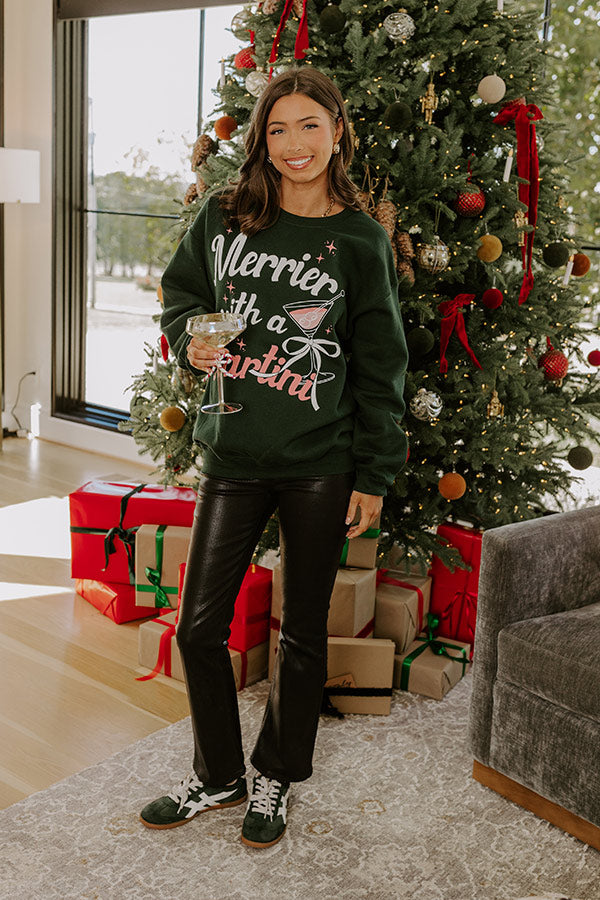 Merrier With A Martini Graphic Fleece Sweatshirt Image - 3