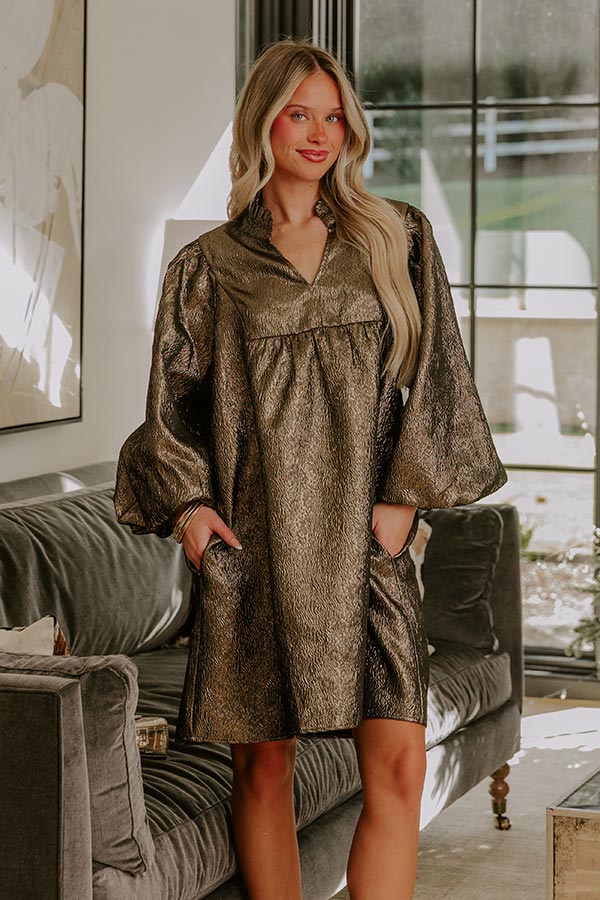 Uptown Radiance Babydoll Mini Dress in Gold Image - 2