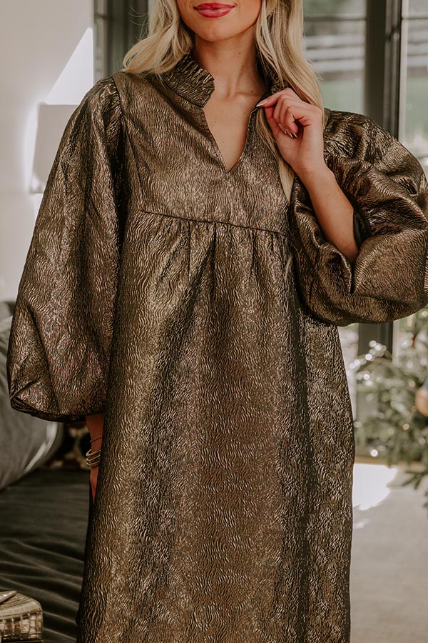 Uptown Radiance Babydoll Mini Dress in Gold Image - 5