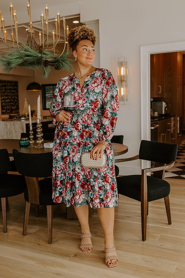 Sweet Meadow Floral Midi Dress Curves Image - 1