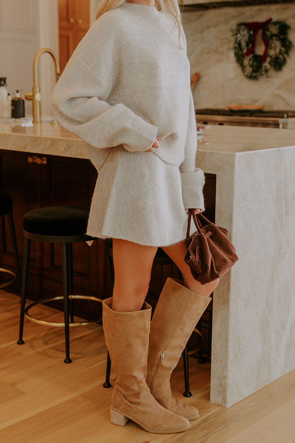 Upper East Views High Waist Knit Mini Skirt in Stone Image - 3